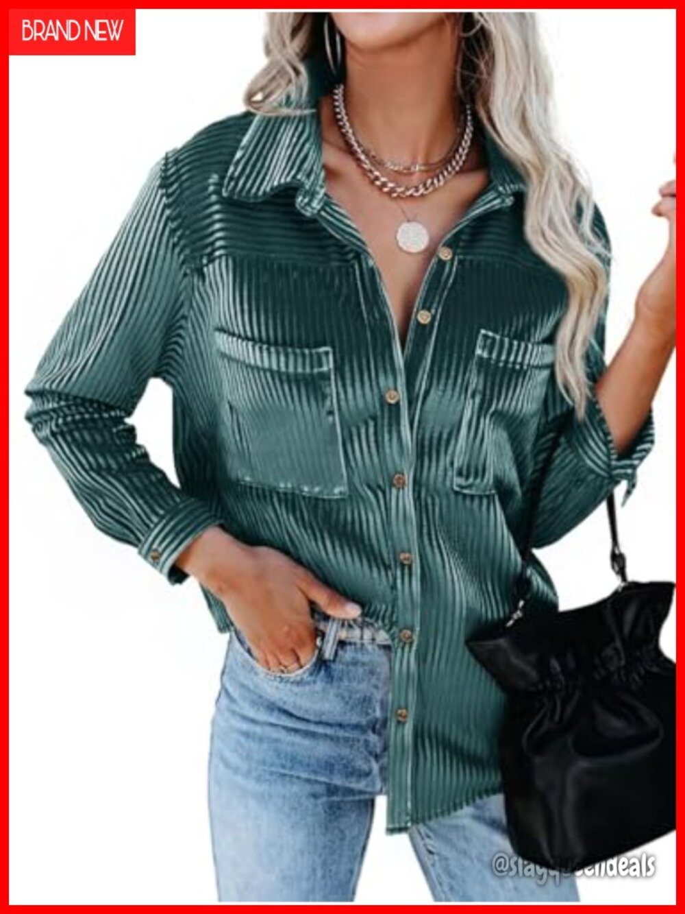 Women's Velvet Button Down Shirt Long Sleeve Shacket Jacket